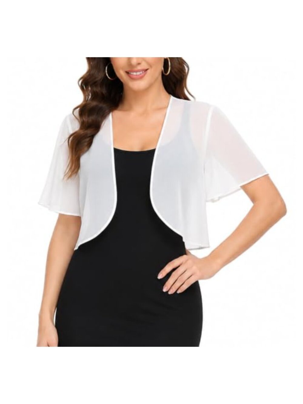 Sheer Bolero Shrug Cardigan Open Front Half Sleeve